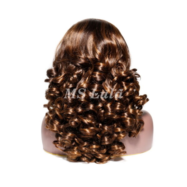 #4/30 Double Drawn Bouncy Curl 13x4 Transparent Lace Full Frontal 300% Density Wig - Image 6